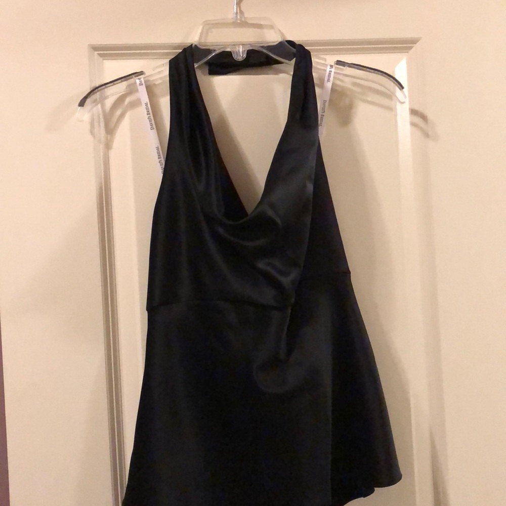 Black Satin Halter Top